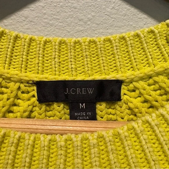 J. Crew Chunky Knit Sweater Crewneck Chartreuse Yellow Green Size M {AK184} - Picture 5 of 8